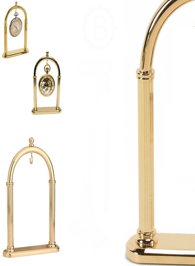 TAURISH Pocket Watch Display Stand Full Arch Gold Plated Metal Holder for Pocket Watches, Antique Clocks, & Collectibles -Brass-Gold Plated ( Watch Not Included ) - Image 4